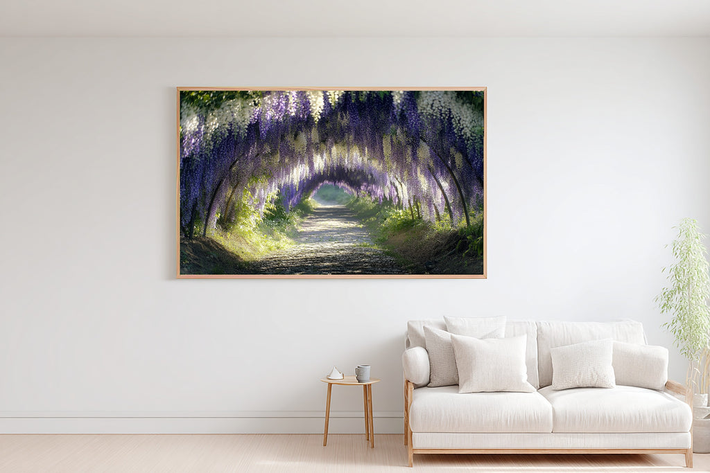Quiet Cabin Wisteria Garden Arbor Canvas Wall Art — Soft Woodland Print for the Cozy Cabin, A Gift the Nature Lover Will Adore — wisteria-garden-arbor-bedroom-wall-art.jpg