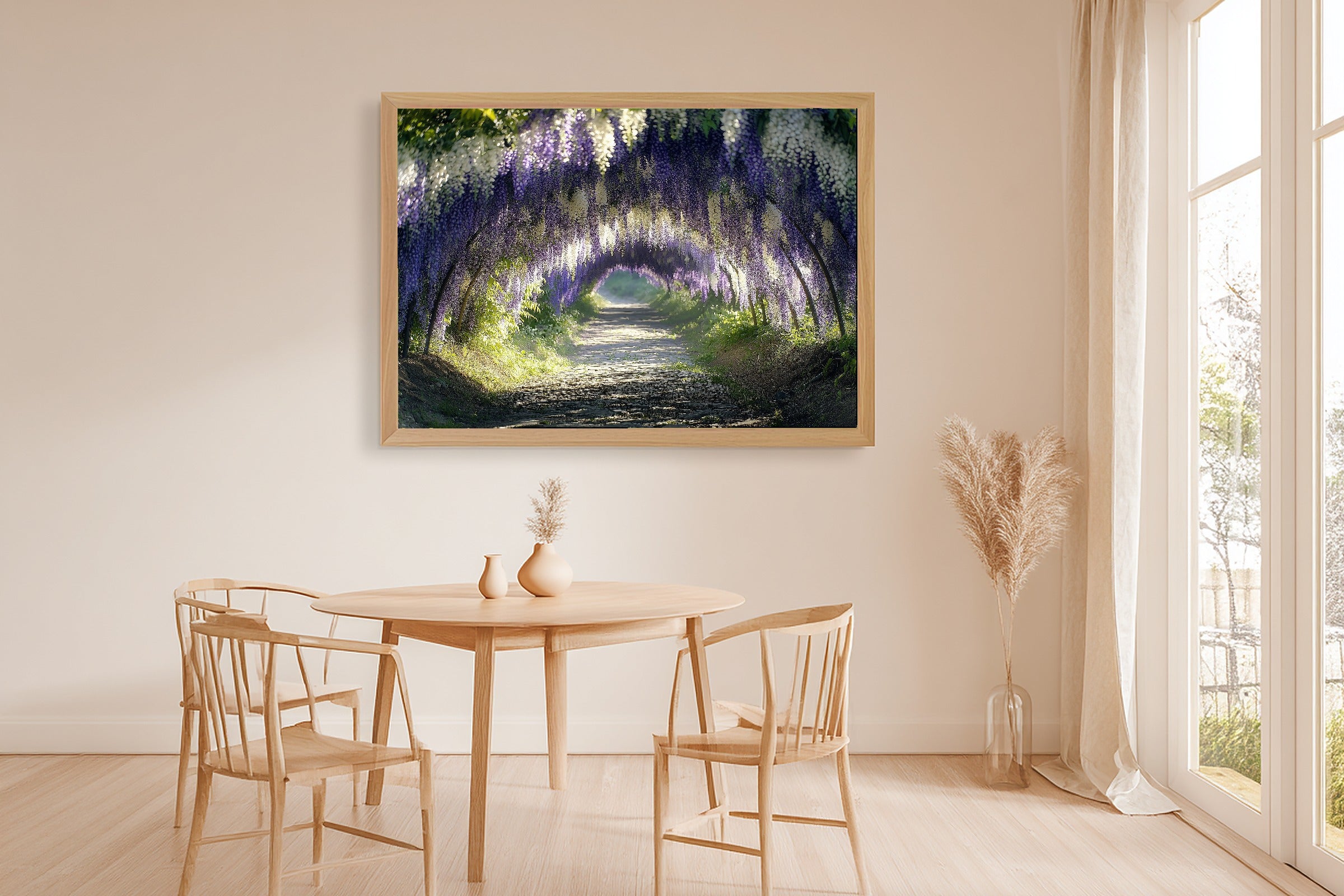 Quiet Cabin Wisteria Garden Arbor Canvas Wall Art — Soft Woodland Print for the Cozy Cabin, A Gift the Nature Lover Will Adore — wisteria-garden-arbor-dining-room-wall-art.jpg