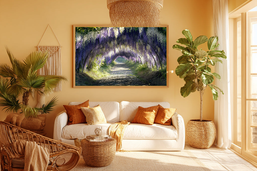 Quiet Cabin Wisteria Garden Arbor Canvas Wall Art — Soft Woodland Print for the Cozy Cabin, A Gift the Nature Lover Will Adore — wisteria-garden-arbor-room-5-wall-art.jpg