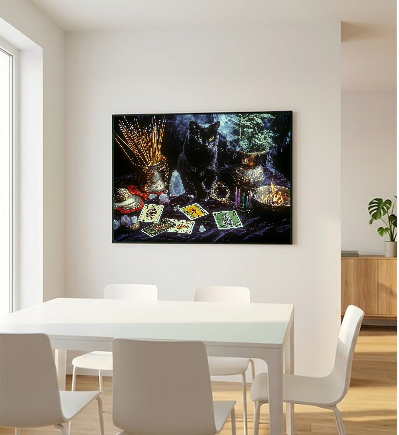 Witches Altar Canvas Wall Art | Candlelit Ritual Print, Dark Mystical Decor, Stretched Canvas — witches-altar-candle-bedroom-wall-art.jpg
