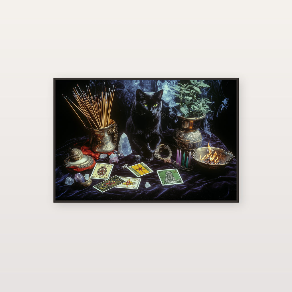 Witches Altar Canvas Wall Art | Candlelit Ritual Print, Dark Mystical Decor, Stretched Canvas — witches-altar-candle-canvas-print.jpg
