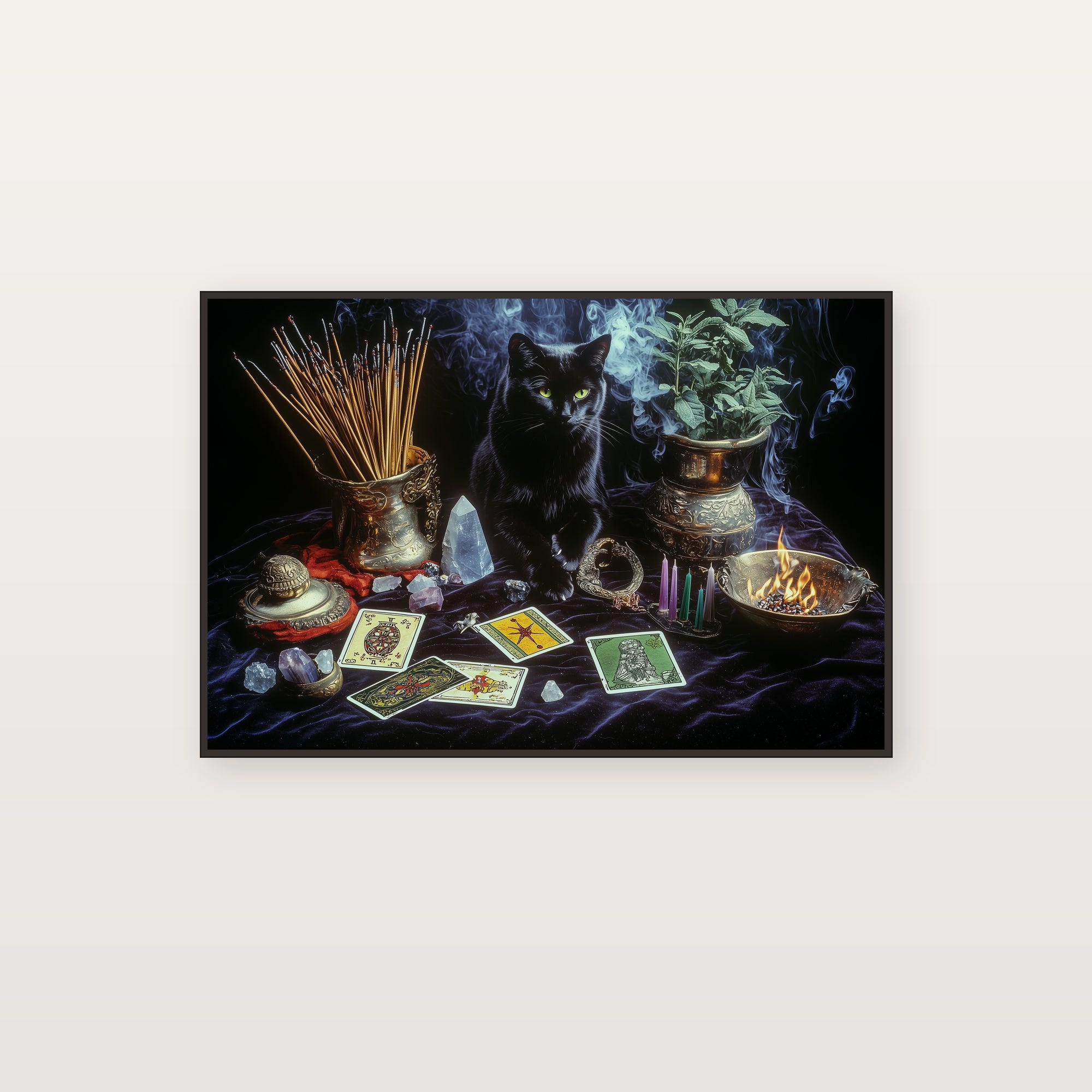 Witches Altar Canvas Wall Art | Candlelit Ritual Print, Dark Mystical Decor, Stretched Canvas — witches-altar-candle-canvas-print.jpg