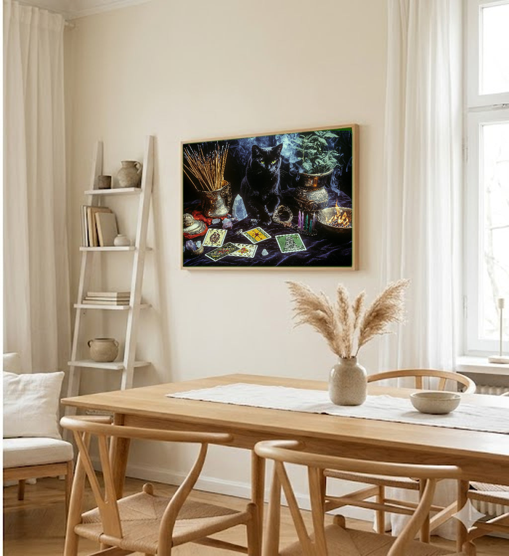 Witches Altar Canvas Wall Art | Candlelit Ritual Print, Dark Mystical Decor, Stretched Canvas — witches-altar-candle-dining-room-wall-art.jpg