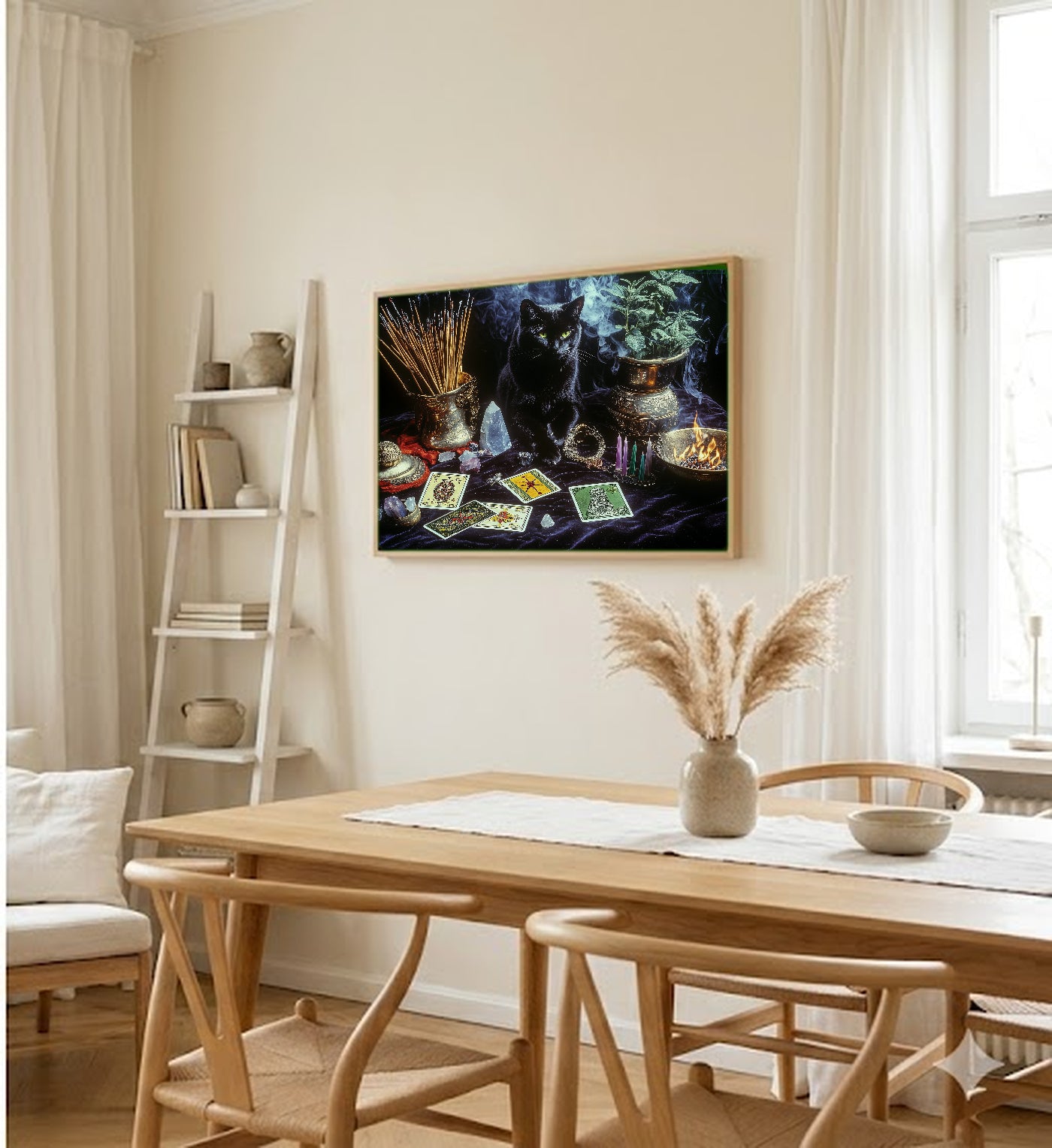 Witches Altar Canvas Wall Art | Candlelit Ritual Print, Dark Mystical Decor, Stretched Canvas — witches-altar-candle-dining-room-wall-art.jpg