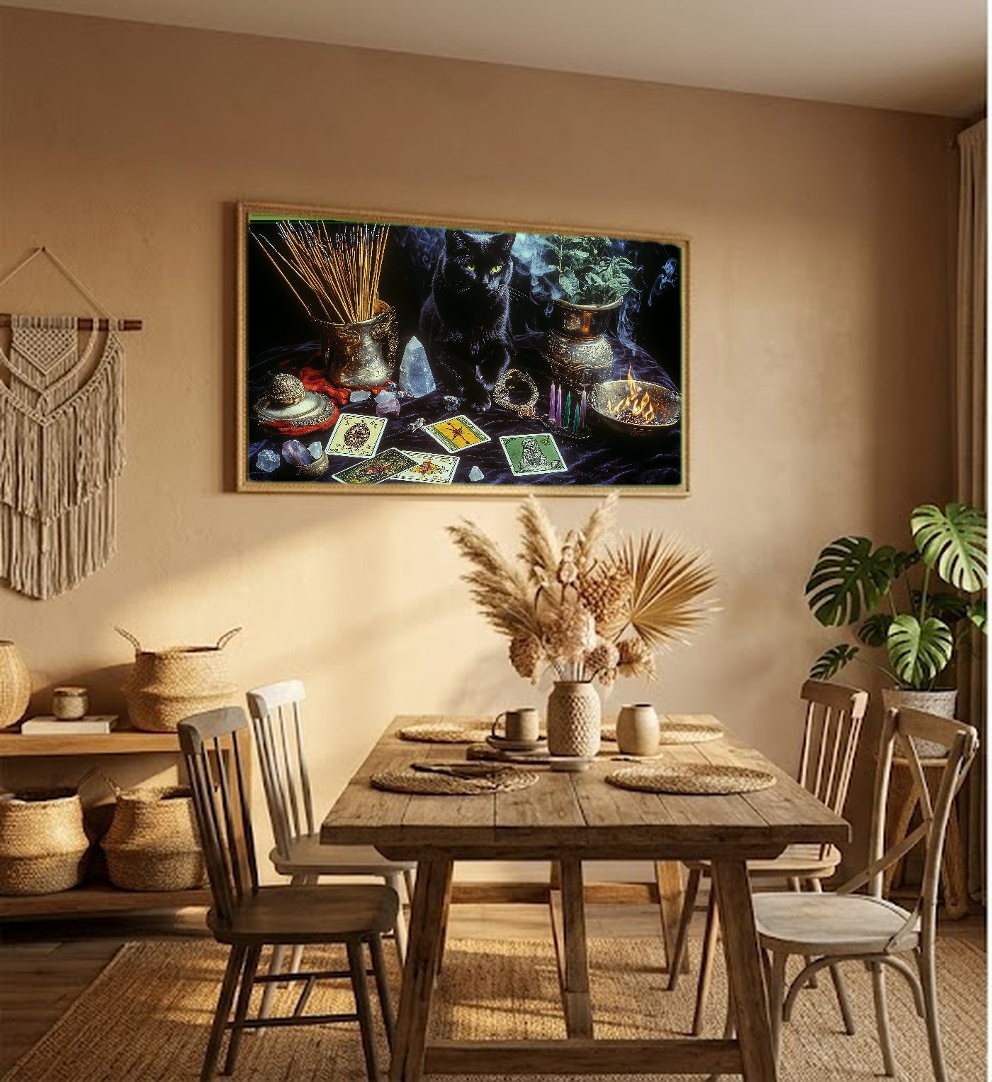 Witches Altar Canvas Wall Art | Candlelit Ritual Print, Dark Mystical Decor, Stretched Canvas — witches-altar-candle-hallway-wall-art.jpg