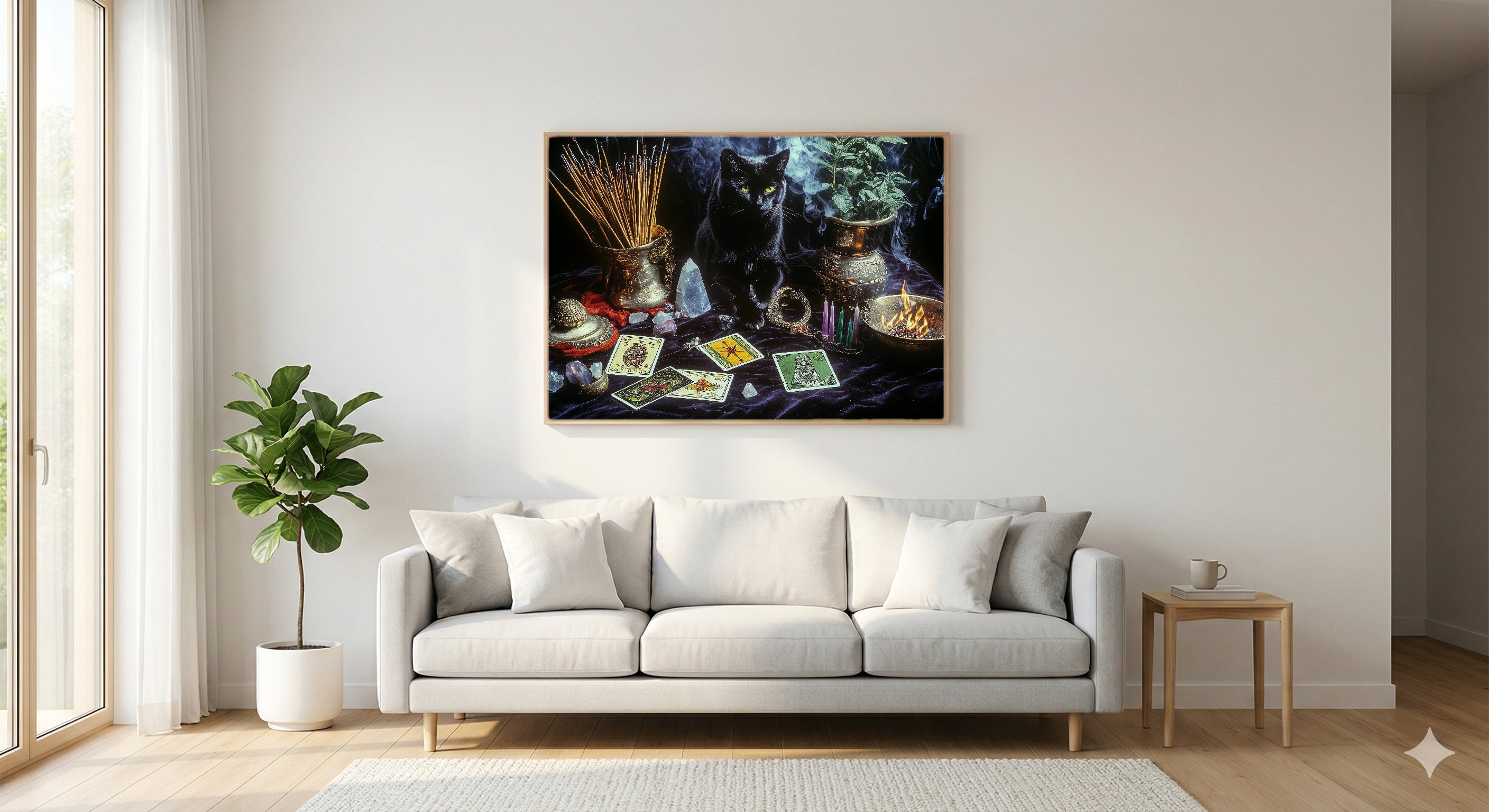 Witches Altar Canvas Wall Art | Candlelit Ritual Print, Dark Mystical Decor, Stretched Canvas — witches-altar-candle-living-room-wall-art.jpg