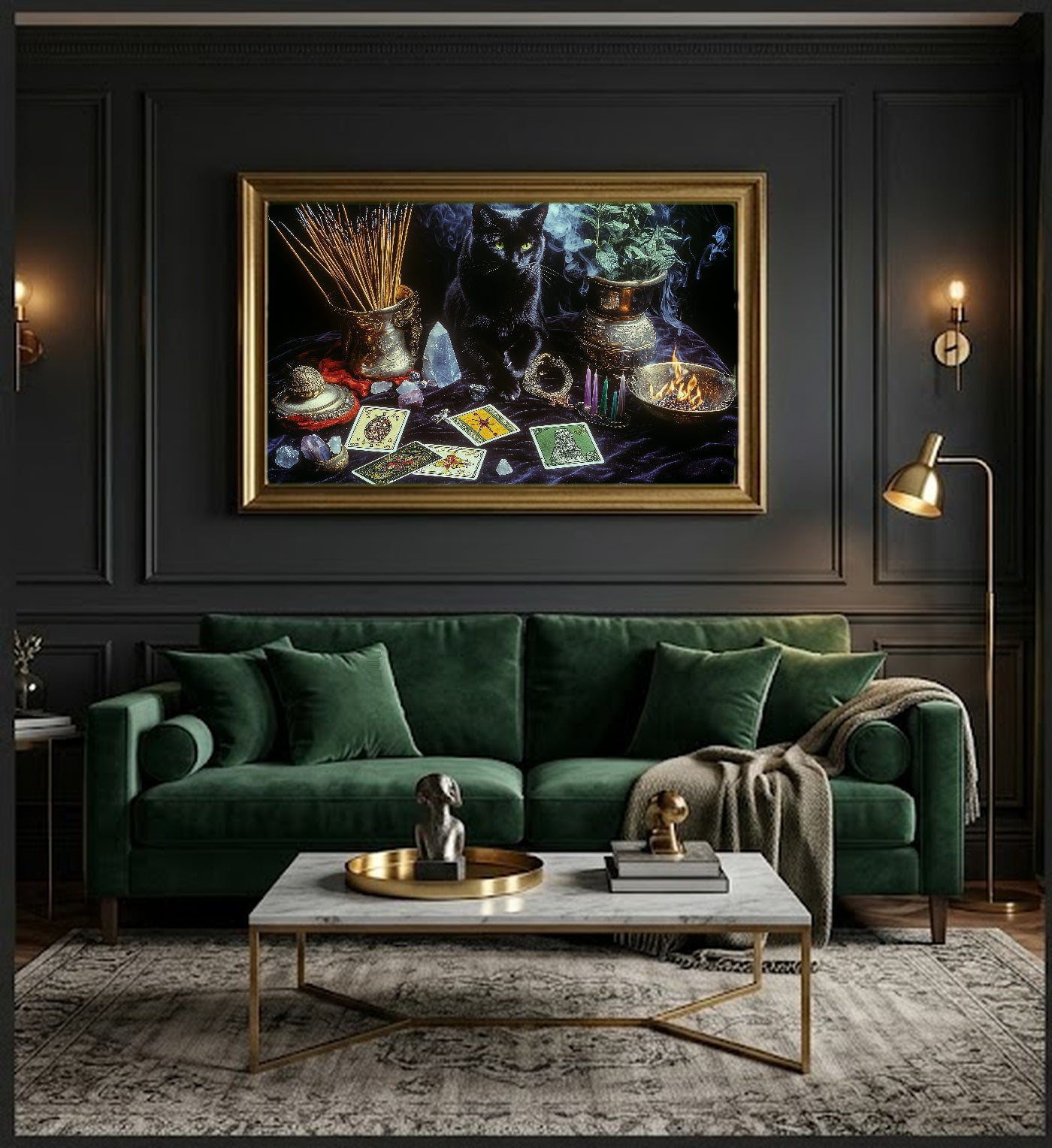 Witches Altar Canvas Wall Art | Candlelit Ritual Print, Dark Mystical Decor, Stretched Canvas — witches-altar-candle-office-wall-art.jpg