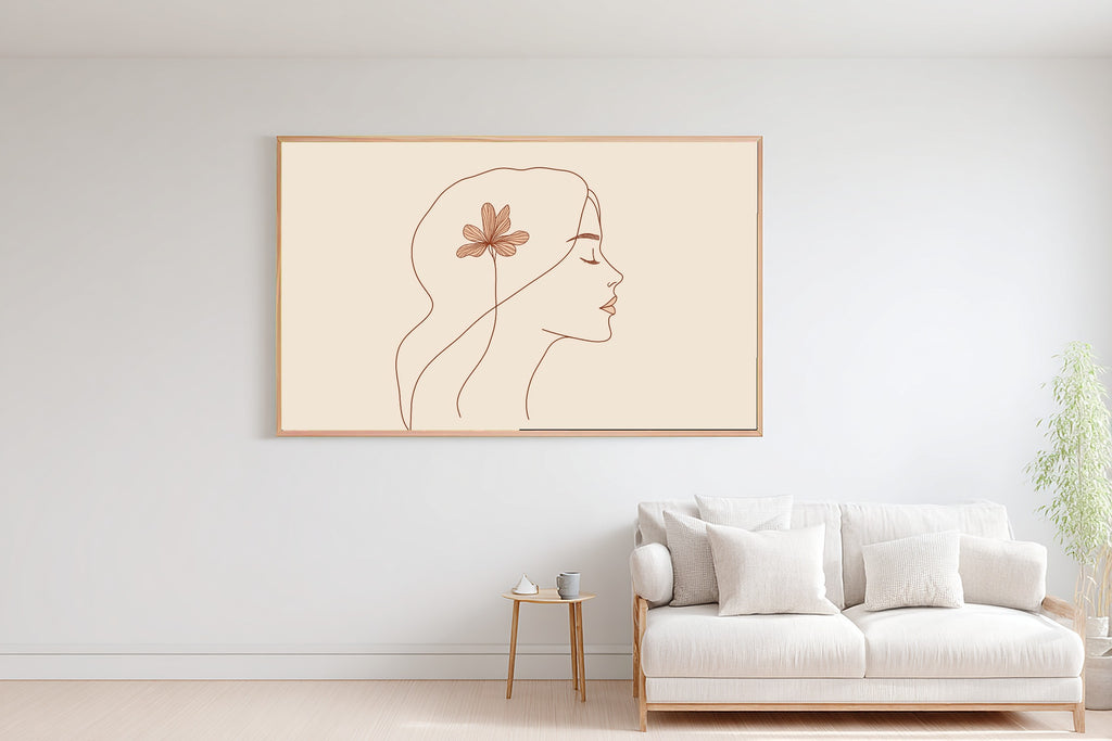 Woman Abstract Line Face Gilded Painterly Wall Art — Cozy Print for the Home Office, Stretched Canvas Gift for the Modern-Home Friend — woman-abstract-line-face-bedroom-wall-art.jpg
