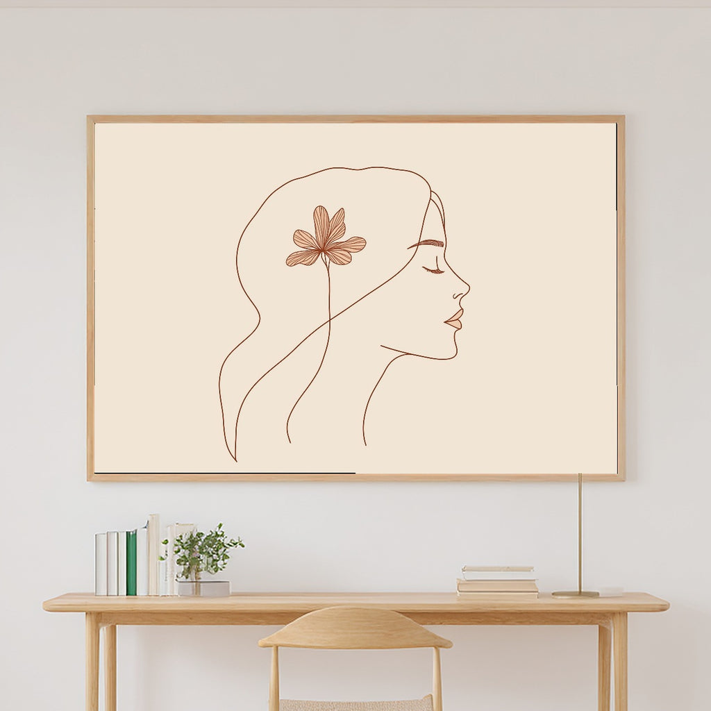Woman Abstract Line Face Gilded Painterly Wall Art — Cozy Print for the Home Office, Stretched Canvas Gift for the Modern-Home Friend — woman-abstract-line-face-canvas-print.jpg