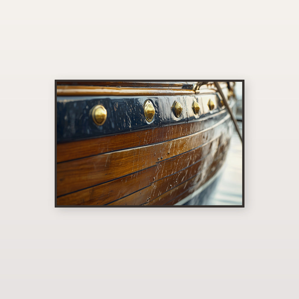 Wooden Sailboat Canvas Wall Art | Hull Detail Oil Print, Coastal Grandma Maritime Decor, Stretched Canvas — wooden-sailboat-hull-study-canvas-print.jpg