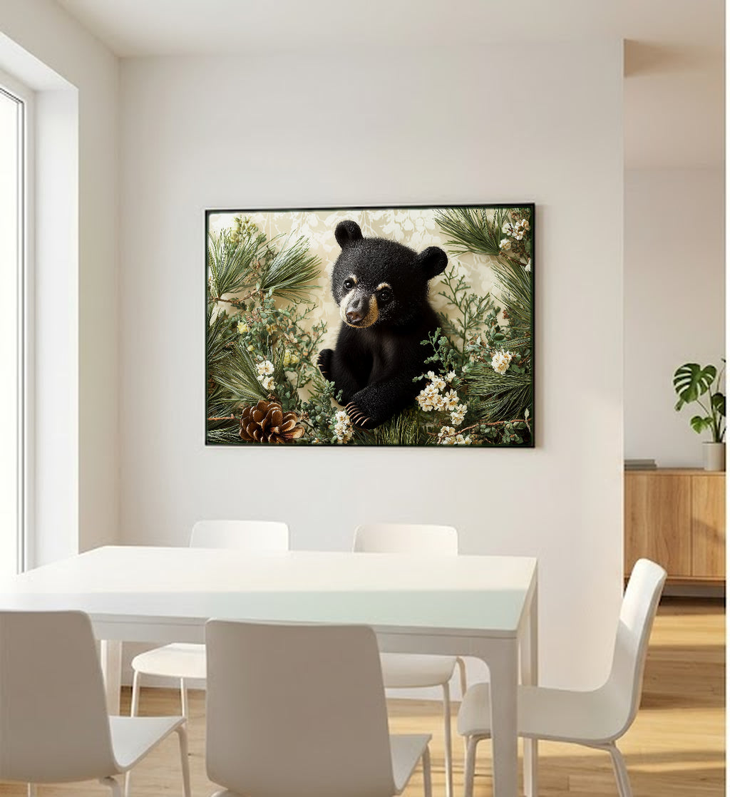 Woodland Bear Canvas Wall Art | Nursery Storybook Print, Kids Room Decor, Stretched Canvas — woodland-nursery-bear-bedroom-wall-art.jpg
