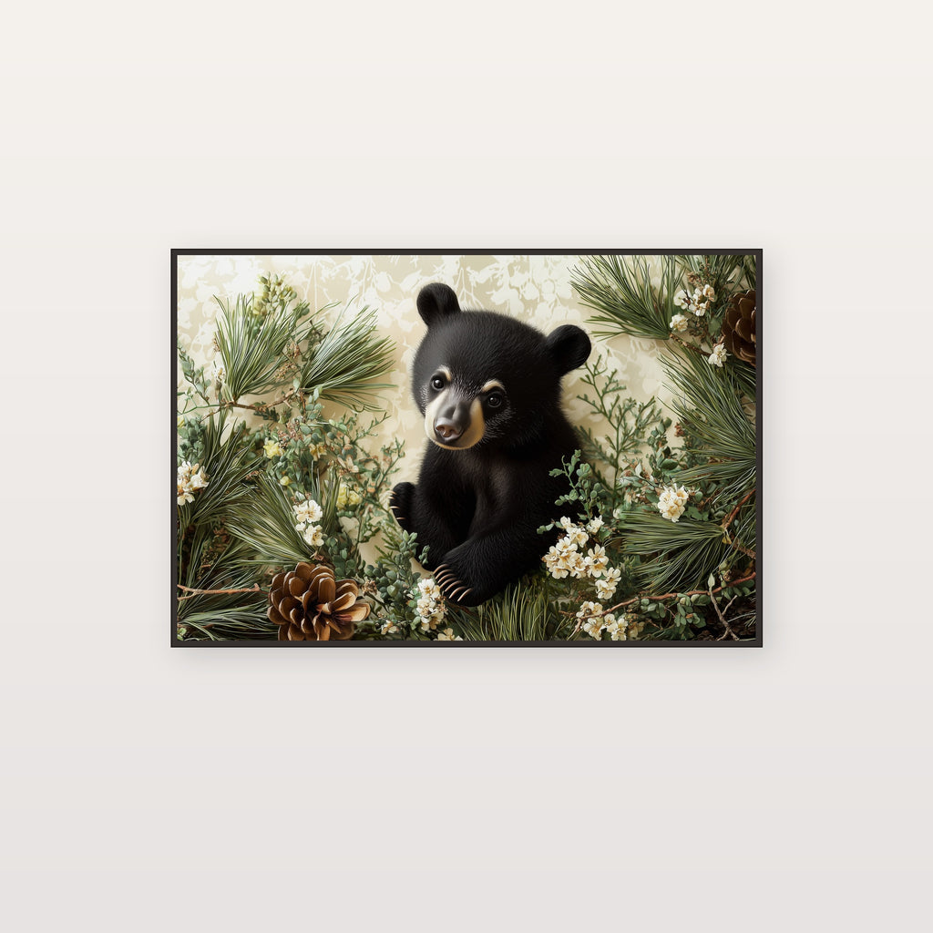 Woodland Bear Canvas Wall Art | Nursery Storybook Print, Kids Room Decor, Stretched Canvas — woodland-nursery-bear-canvas-print.jpg