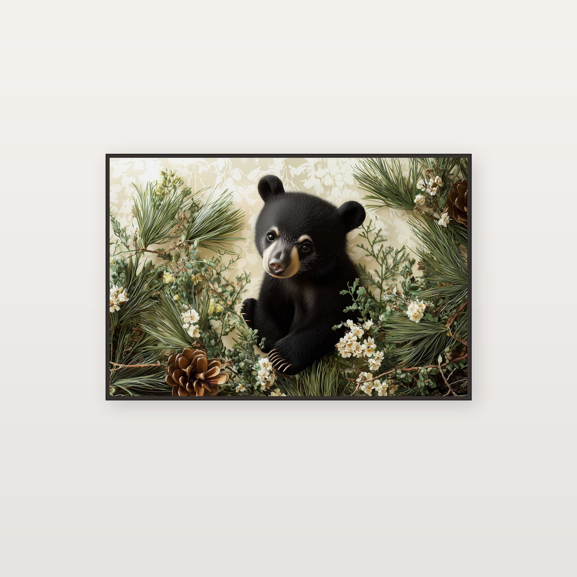 Woodland Bear Canvas Wall Art | Nursery Storybook Print, Kids Room Decor, Stretched Canvas — woodland-nursery-bear-canvas-print.jpg