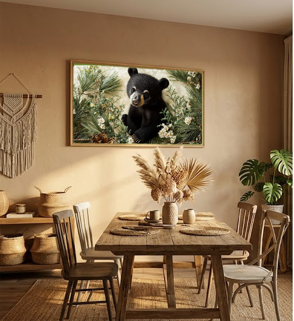Woodland Bear Canvas Wall Art | Nursery Storybook Print, Kids Room Decor, Stretched Canvas — woodland-nursery-bear-hallway-wall-art.jpg