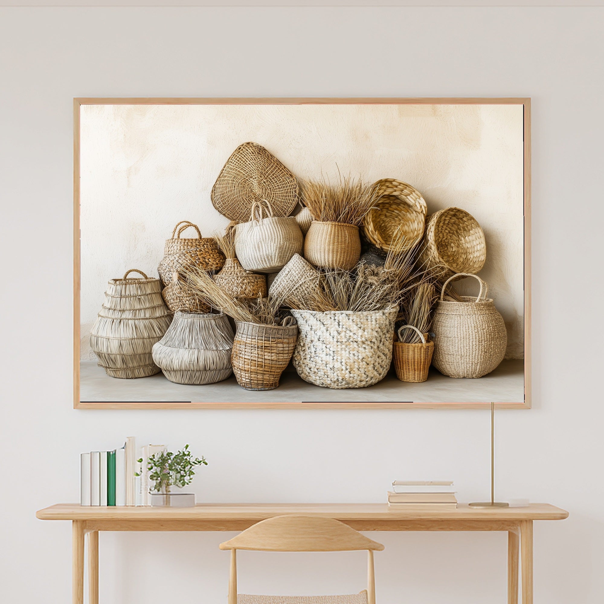 Woven Basket Wall Cluster Fine Art Canvas, Cozy Neutral Palette, Perfect for the Home Office, Mother's Day Gift Idea — woven-basket-wall-cluster-canvas-print.jpg