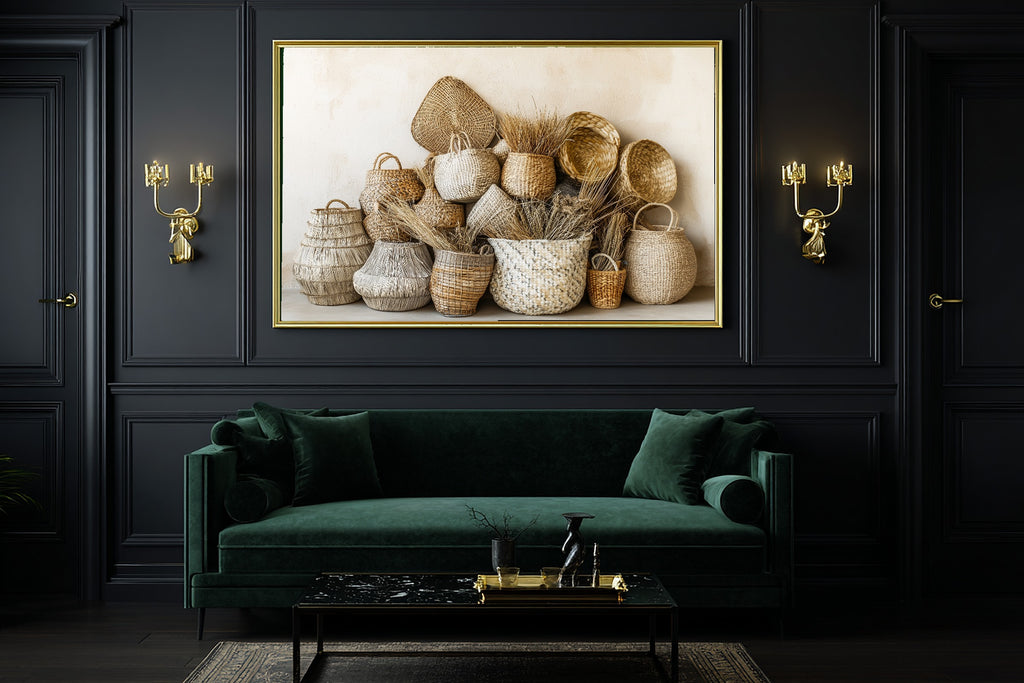 Woven Basket Wall Cluster Fine Art Canvas, Cozy Neutral Palette, Perfect for the Home Office, Mother's Day Gift Idea — woven-basket-wall-cluster-office-wall-art.jpg