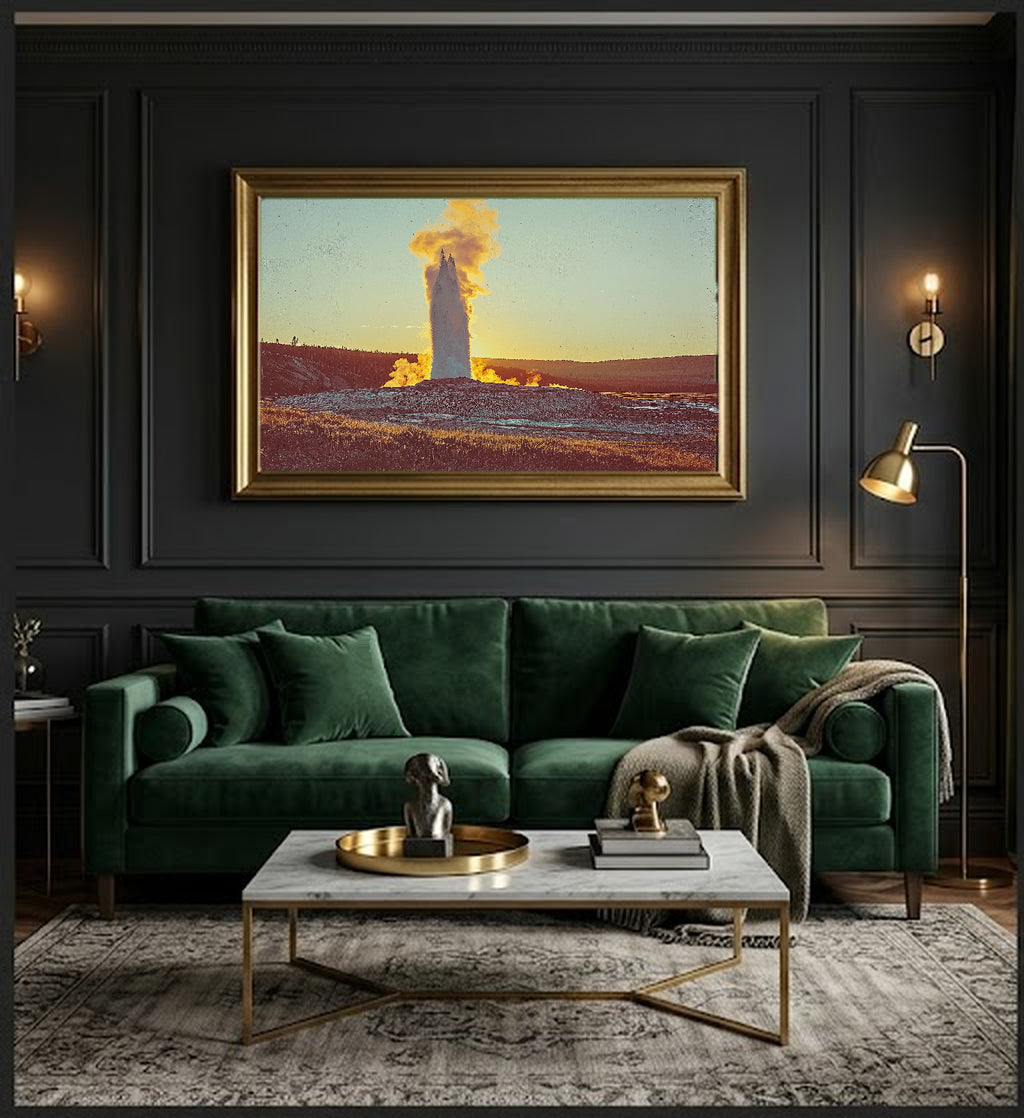 Yellowstone Canvas Wall Art | Retro National Park Travel Poster Print, 70s Earth Tone Decor, Stretched Canvas — yellowstone-retro-travel-poster-office-wall-art.jpg