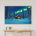 Moody Midnight Yukon Cabin Aurora — Soft Nordic Wall Art, Warm Bedroom Decor, Stretched Canvas, Ready to Hang — yukon-cabin-aurora-canvas-print.jpg