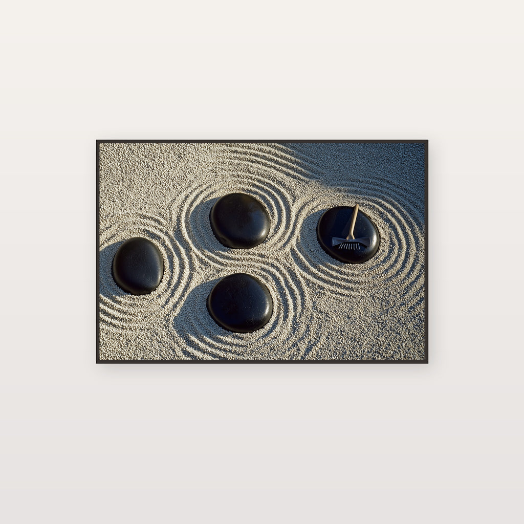 Zen Garden Canvas Wall Art | Rake Pattern Print, Japandi Meditation Decor, Stretched Canvas — zen-garden-rake-pattern-canvas-print.jpg