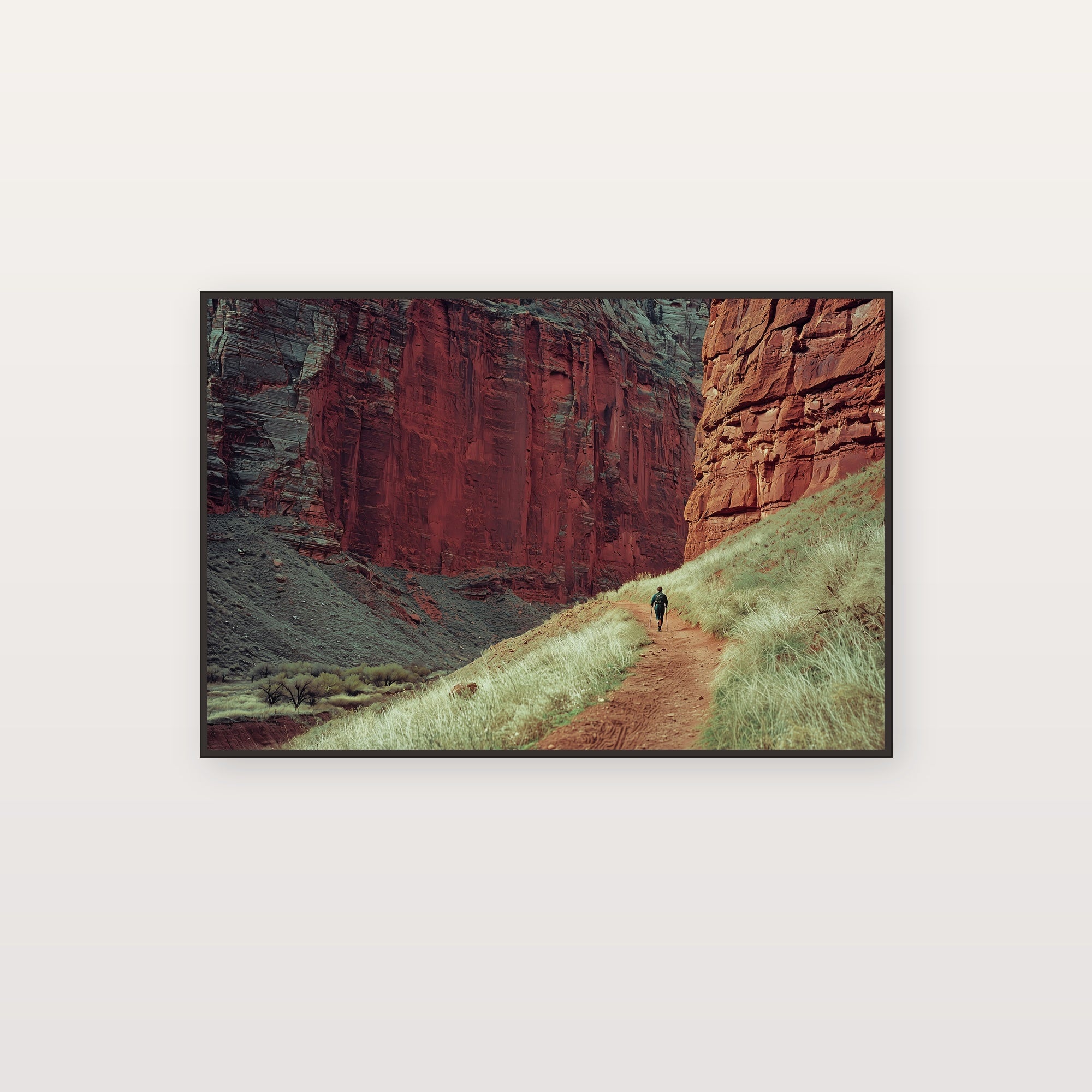 Zion Canvas Wall Art | Retro National Park Travel Poster Print, Vintage Americana Decor, Stretched Canvas — zion-canyon-retro-poster-canvas-print.jpg