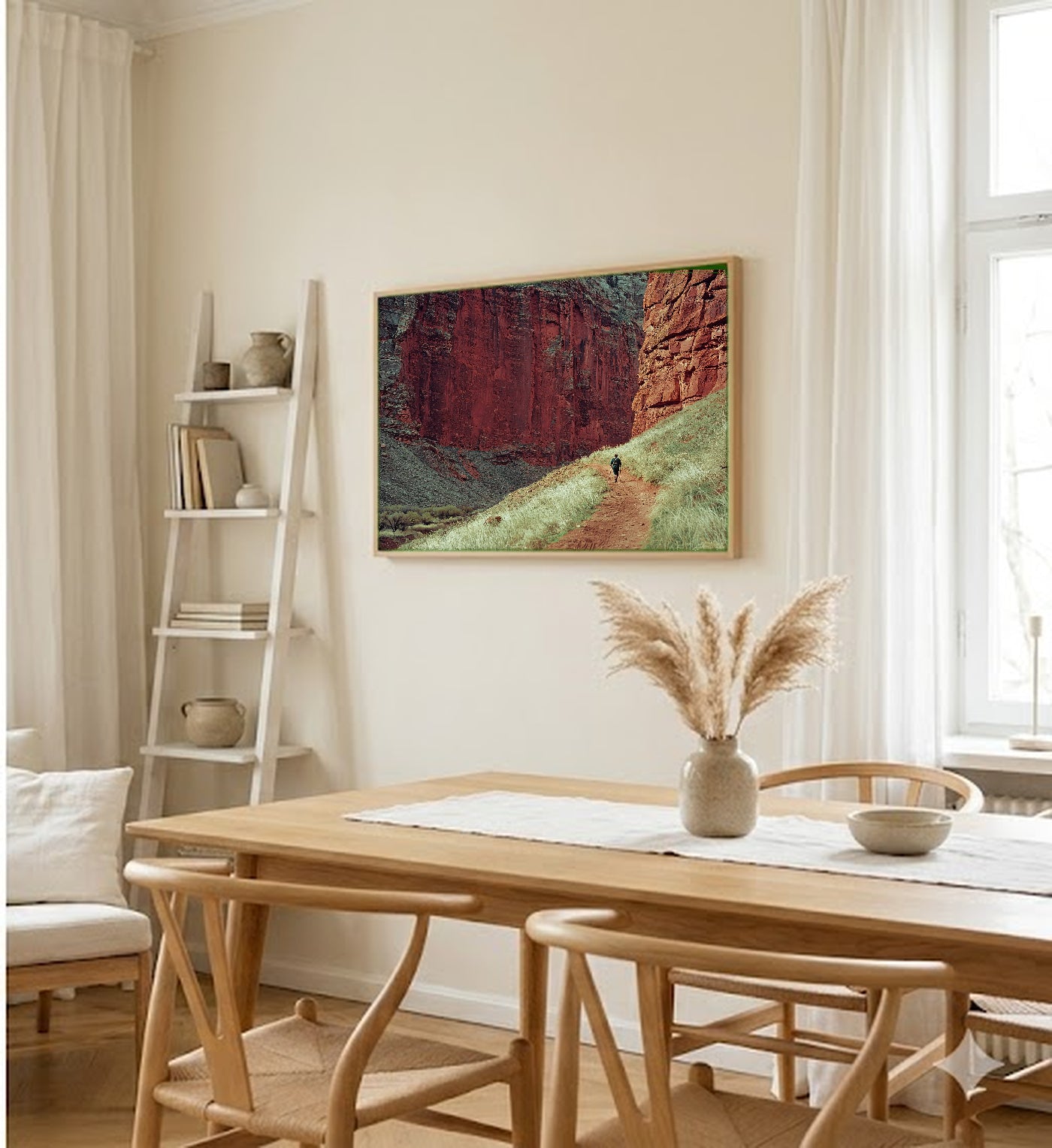 Zion Canvas Wall Art | Retro National Park Travel Poster Print, Vintage Americana Decor, Stretched Canvas — zion-canyon-retro-poster-dining-room-wall-art.jpg