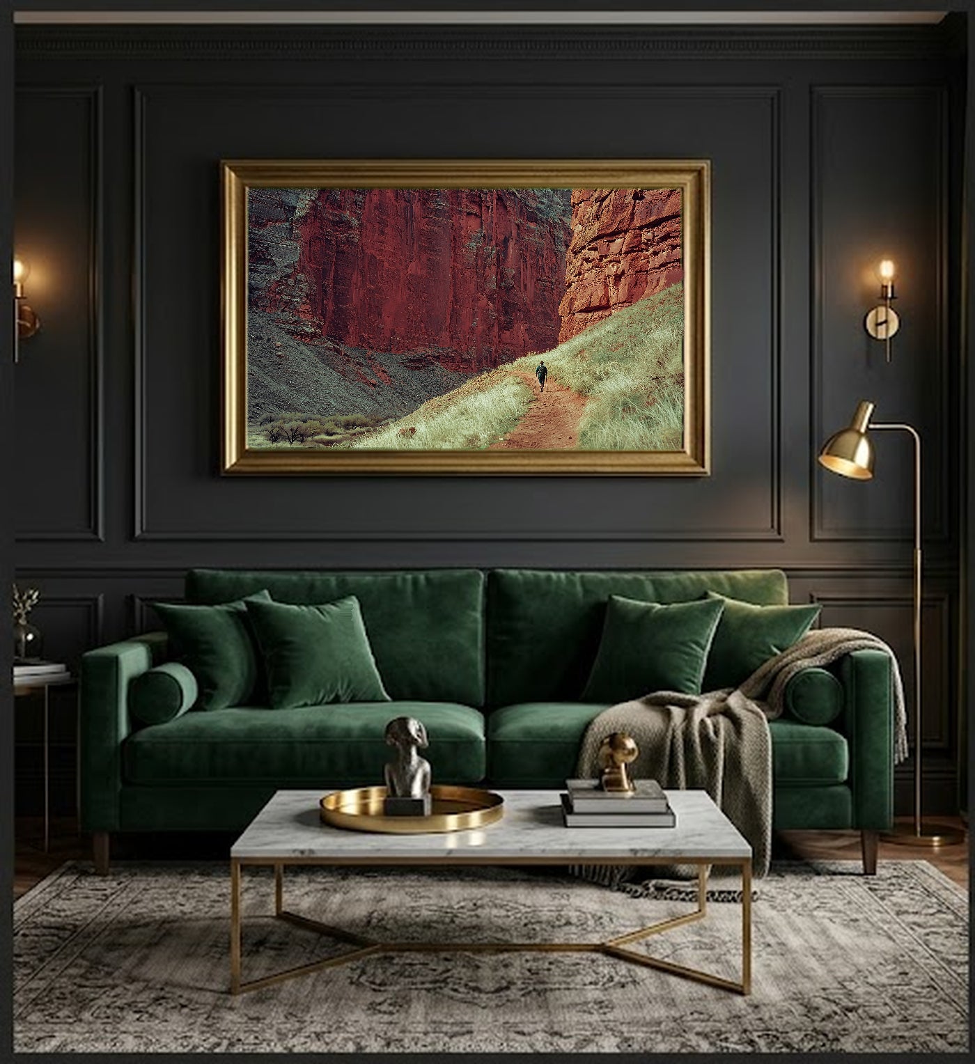 Zion Canvas Wall Art | Retro National Park Travel Poster Print, Vintage Americana Decor, Stretched Canvas — zion-canyon-retro-poster-office-wall-art.jpg