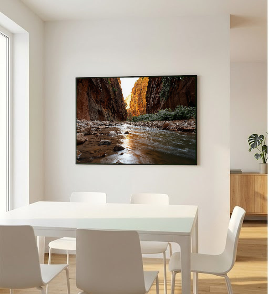 Zion Narrows Canvas Wall Art | Virgin River Print, Utah Canyon, Nature Decor, Stretched Canvas — zion-narrows-river-bedroom-wall-art.jpg