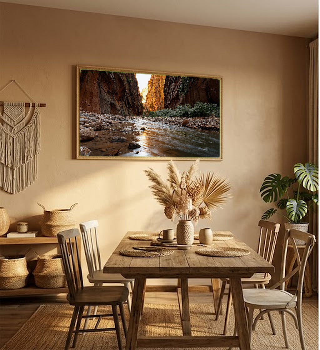 Zion Narrows Canvas Wall Art | Virgin River Print, Utah Canyon, Nature Decor, Stretched Canvas — zion-narrows-river-hallway-wall-art.jpg