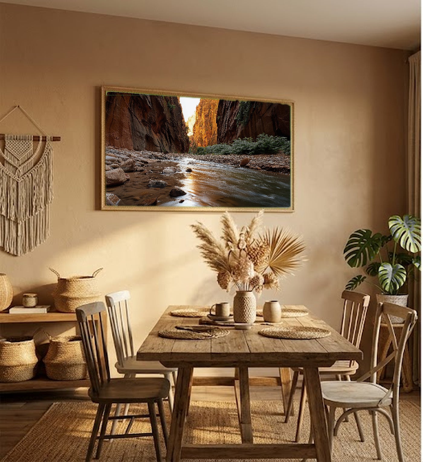 Zion Narrows Canvas Wall Art | Virgin River Print, Utah Canyon, Nature Decor, Stretched Canvas — zion-narrows-river-hallway-wall-art.jpg