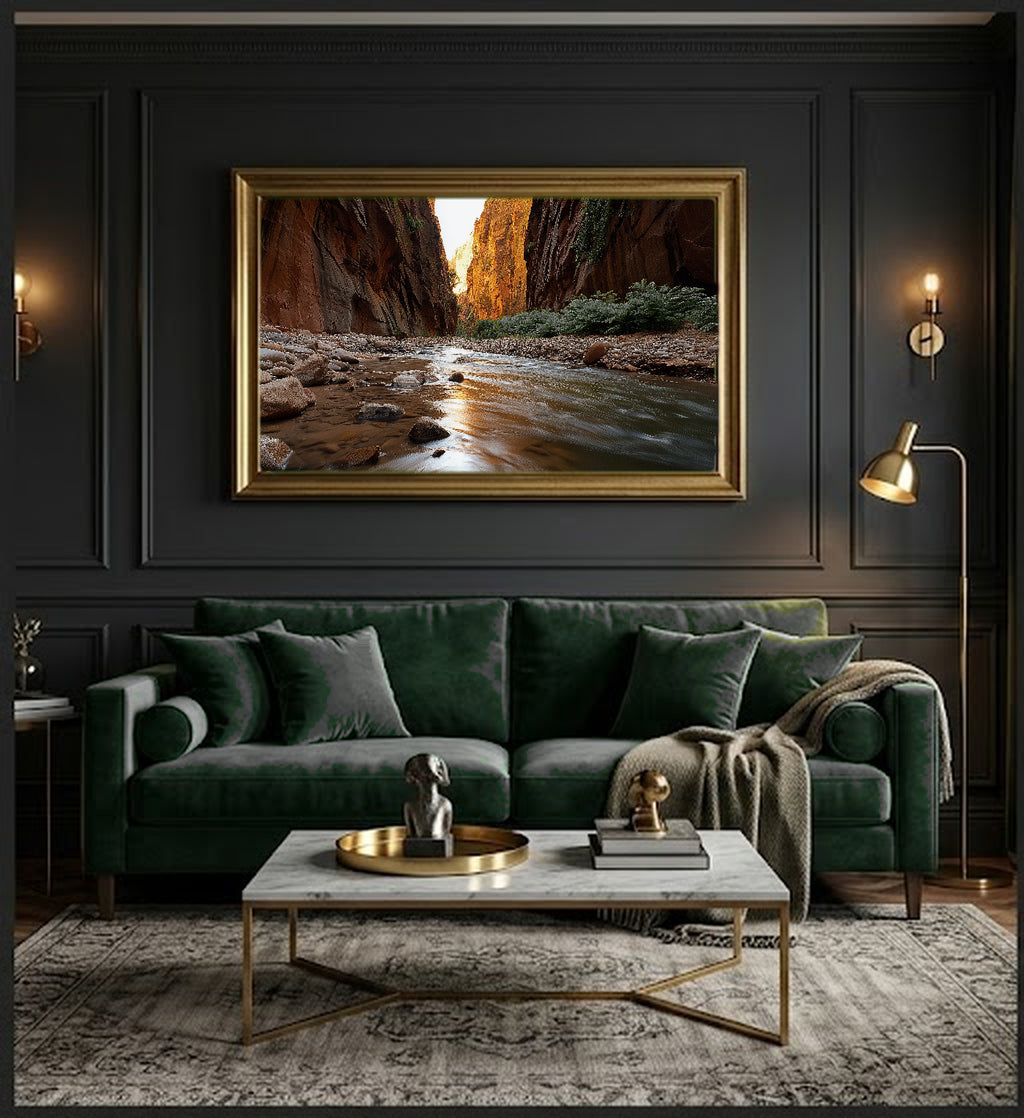 Zion Narrows Canvas Wall Art | Virgin River Print, Utah Canyon, Nature Decor, Stretched Canvas — zion-narrows-river-office-wall-art.jpg