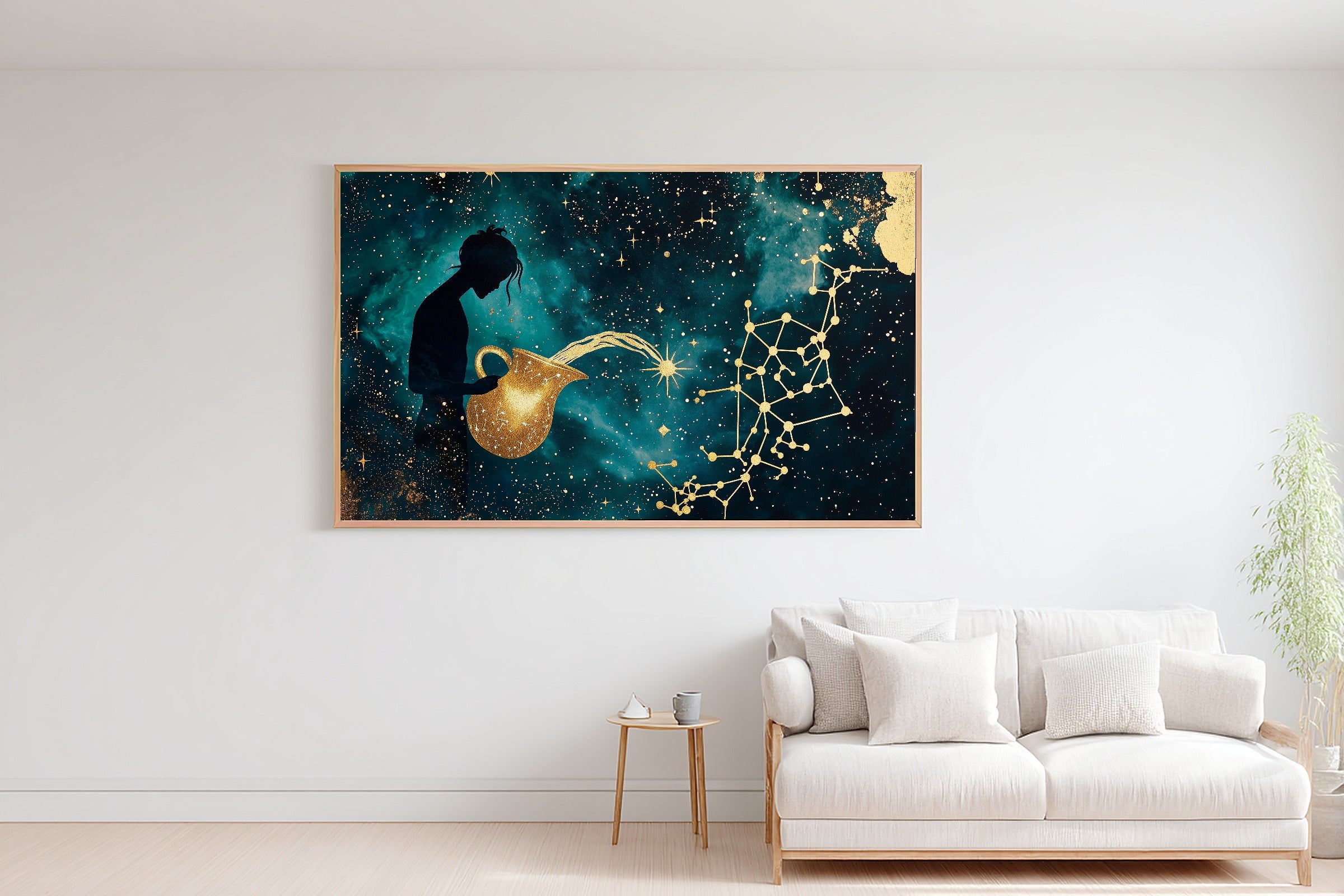 A Dreamy Zodiac Aquarius Celestial Cosmic Midnight Print — Stunning Wall Art for the Bedroom, Giclée on Canvas — zodiac-aquarius-celestial-bedroom-wall-art.jpg