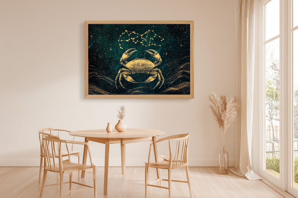 Hand-picked Zodiac Cancer Celestial Giclée Print — Cozy Dreamy Galaxy for the Bedroom, Ready-to-Hang Stargazer in Your Life Gift — zodiac-cancer-celestial-dining-room-wall-art.jpg