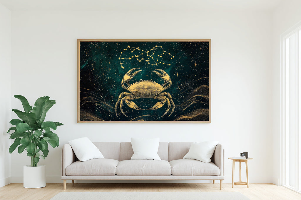 Hand-picked Zodiac Cancer Celestial Giclée Print — Cozy Dreamy Galaxy for the Bedroom, Ready-to-Hang Stargazer in Your Life Gift — zodiac-cancer-celestial-living-room-wall-art.jpg