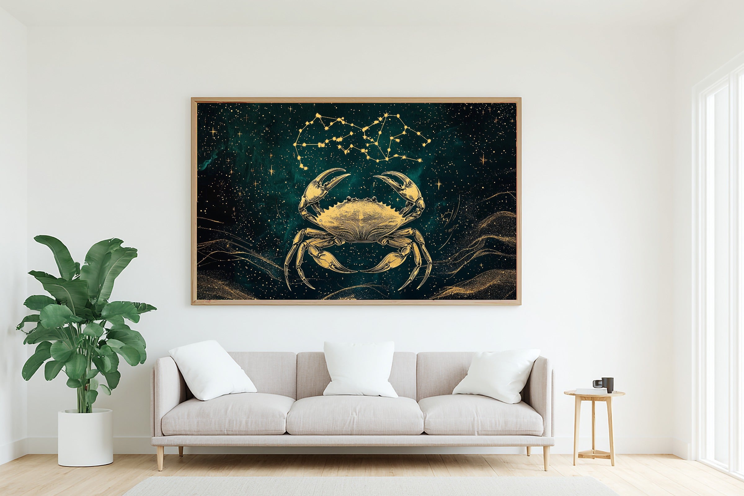 Hand-picked Zodiac Cancer Celestial Giclée Print — Cozy Dreamy Galaxy for the Bedroom, Ready-to-Hang Stargazer in Your Life Gift — zodiac-cancer-celestial-living-room-wall-art.jpg