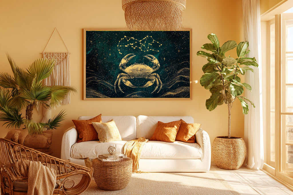 Hand-picked Zodiac Cancer Celestial Giclée Print — Cozy Dreamy Galaxy for the Bedroom, Ready-to-Hang Stargazer in Your Life Gift — zodiac-cancer-celestial-room-5-wall-art.jpg