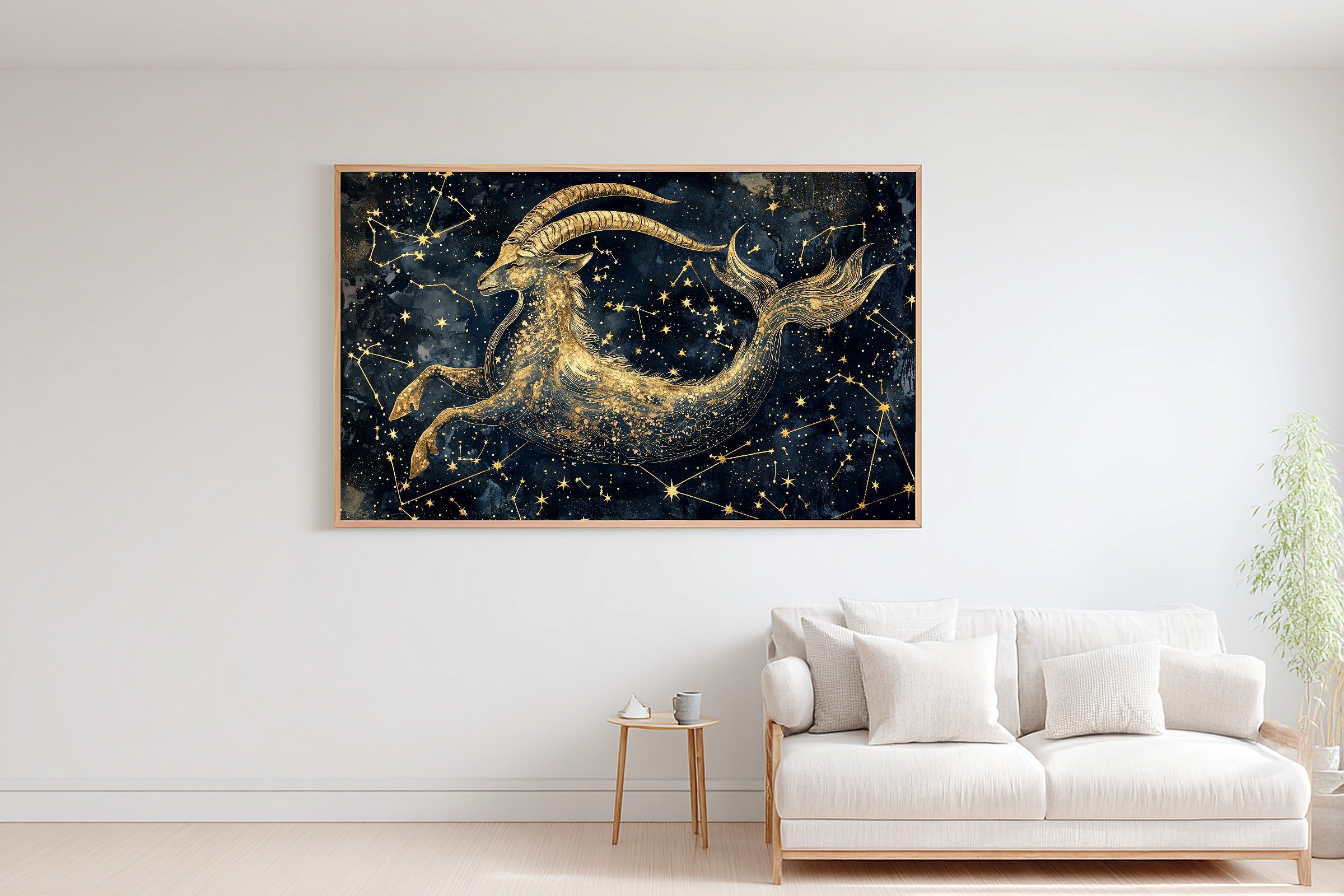 Zodiac Capricorn Celestial Print on Stretched Canvas — Warm Dreamy Galaxy for the Bedroom, Gift for the Stargazer in Your Life — zodiac-capricorn-celestial-bedroom-wall-art.jpg