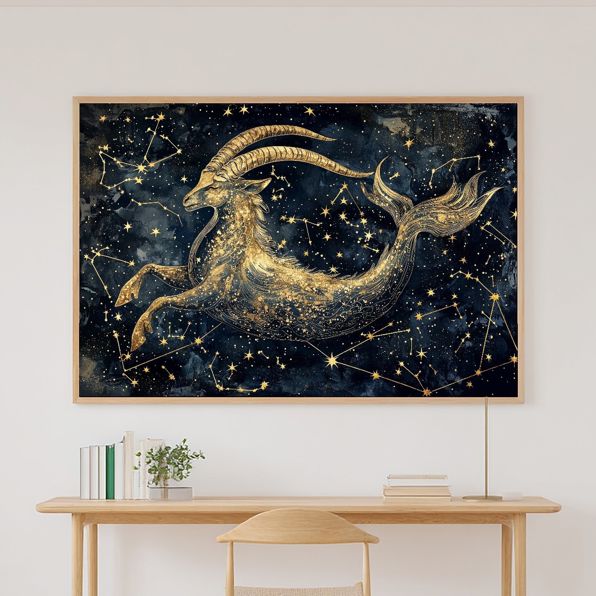 Zodiac Capricorn Celestial Print on Stretched Canvas — Warm Dreamy Galaxy for the Bedroom, Gift for the Stargazer in Your Life — zodiac-capricorn-celestial-canvas-print.jpg