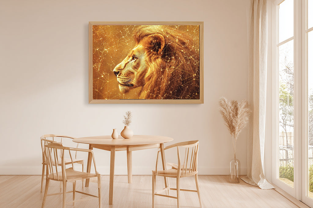 Warm Zodiac Leo Celestial — Cosmic Midnight Wall Art, Warm Bedroom Decor, Stretched Canvas, Ready to Hang — zodiac-leo-celestial-dining-room-wall-art.jpg