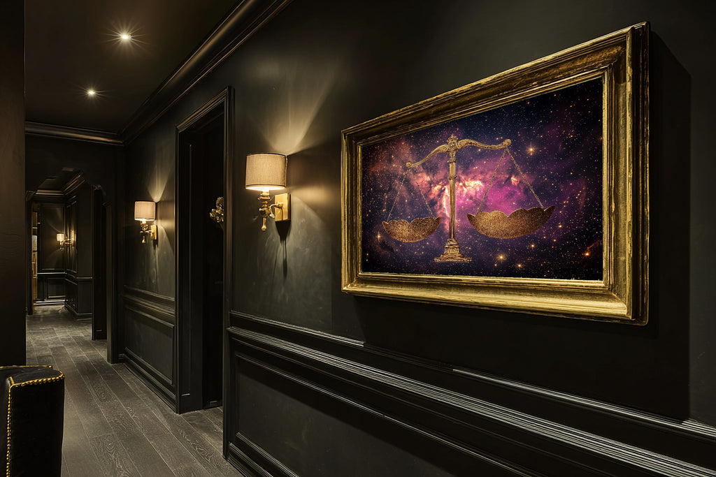 Dreamy Galaxy Zodiac Libra Celestial Art Print — Cozy Decor for the Bedroom, Stretched Canvas the Stargazer in Your Life Will Love — zodiac-libra-celestial-hallway-wall-art.jpg