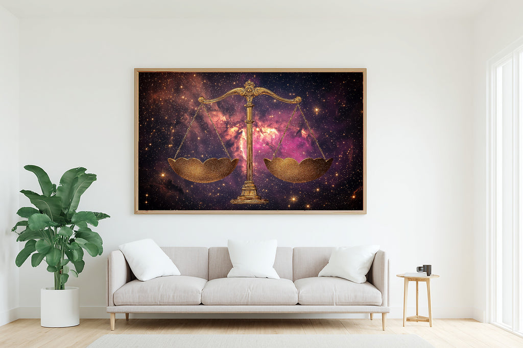 Dreamy Galaxy Zodiac Libra Celestial Art Print — Cozy Decor for the Bedroom, Stretched Canvas the Stargazer in Your Life Will Love — zodiac-libra-celestial-living-room-wall-art.jpg