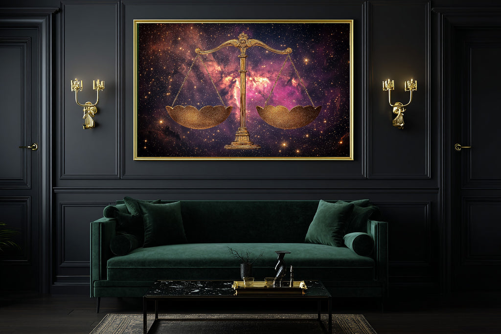 Dreamy Galaxy Zodiac Libra Celestial Art Print — Cozy Decor for the Bedroom, Stretched Canvas the Stargazer in Your Life Will Love — zodiac-libra-celestial-office-wall-art.jpg