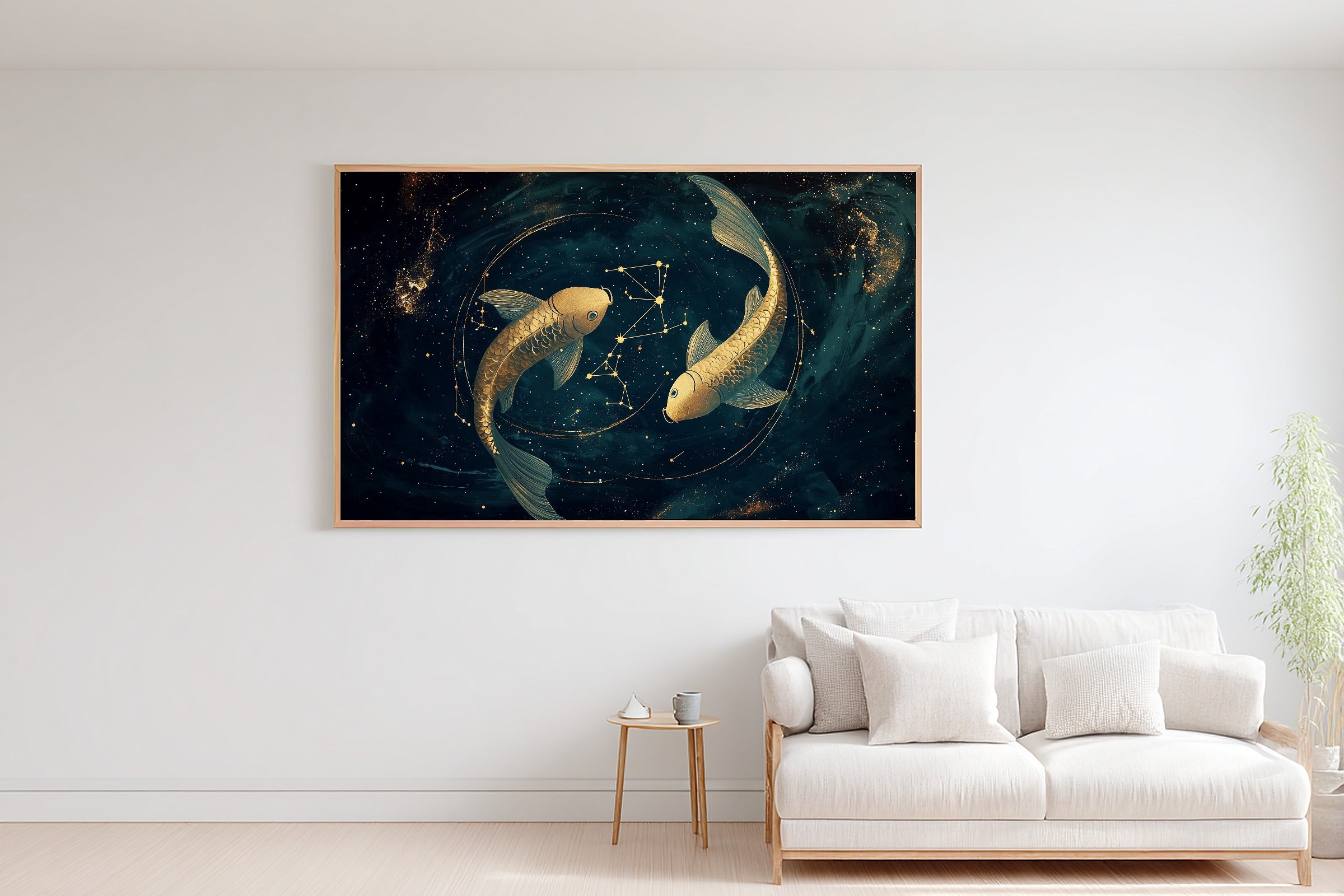 Zodiac Pisces Celestial Dreamy Galaxy Wall Art — Moody Print for the Bedroom, Stretched Canvas Gift for the Stargazer in Your Life — zodiac-pisces-celestial-bedroom-wall-art.jpg