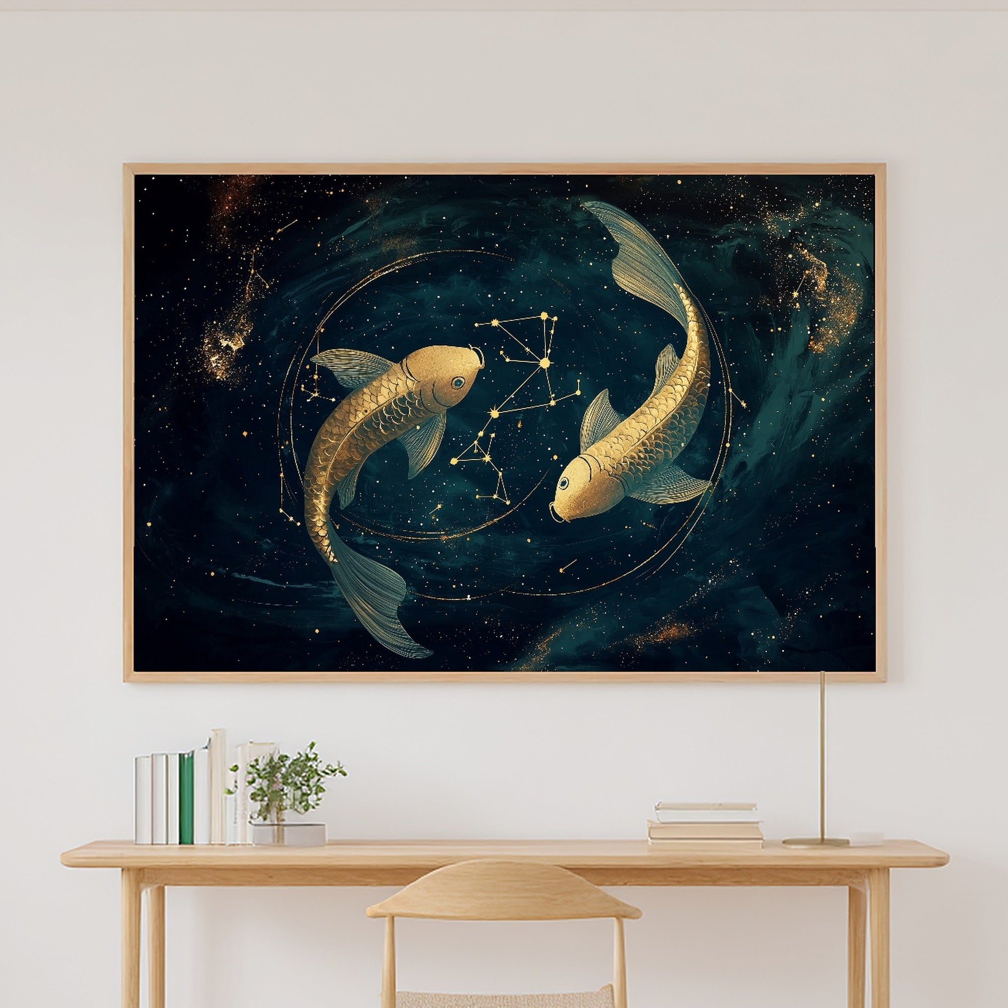 Zodiac Pisces Celestial Dreamy Galaxy Wall Art — Moody Print for the Bedroom, Stretched Canvas Gift for the Stargazer in Your Life — zodiac-pisces-celestial-canvas-print.jpg