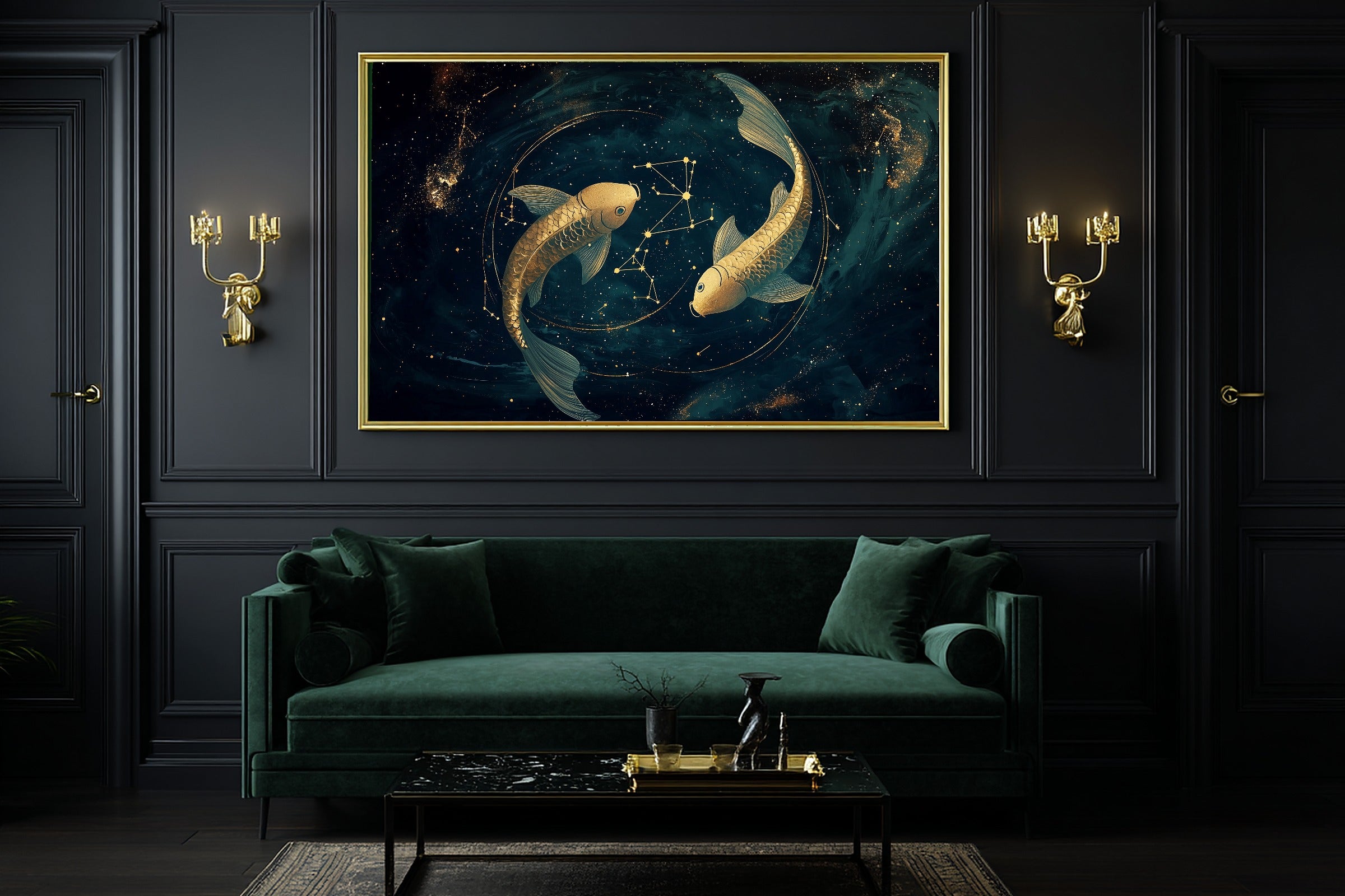 Zodiac Pisces Celestial Dreamy Galaxy Wall Art — Moody Print for the Bedroom, Stretched Canvas Gift for the Stargazer in Your Life — zodiac-pisces-celestial-office-wall-art.jpg