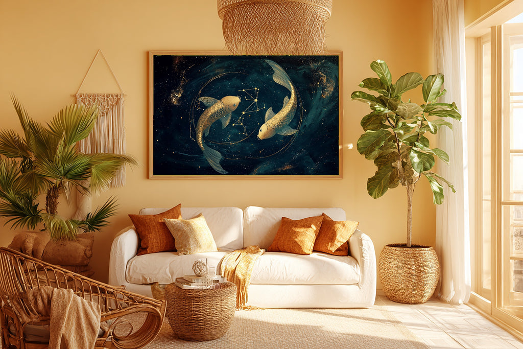 Zodiac Pisces Celestial Dreamy Galaxy Wall Art — Moody Print for the Bedroom, Stretched Canvas Gift for the Stargazer in Your Life — zodiac-pisces-celestial-room-5-wall-art.jpg