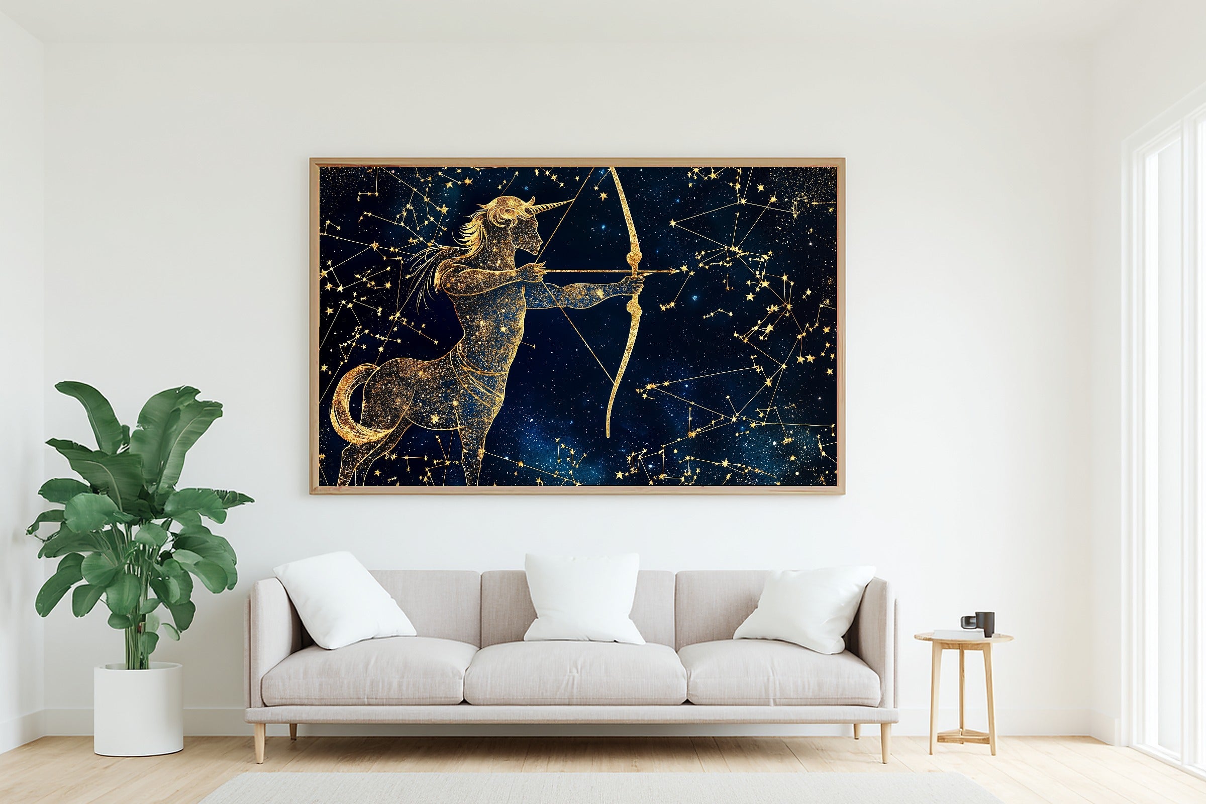 Zodiac Sagittarius Celestial Dreamy Galaxy Wall Art — Soulful Print for the Bedroom, Stretched Canvas Gift for the Stargazer in Your Life — zodiac-sagittarius-celestial-living-room-wall-art.jpg
