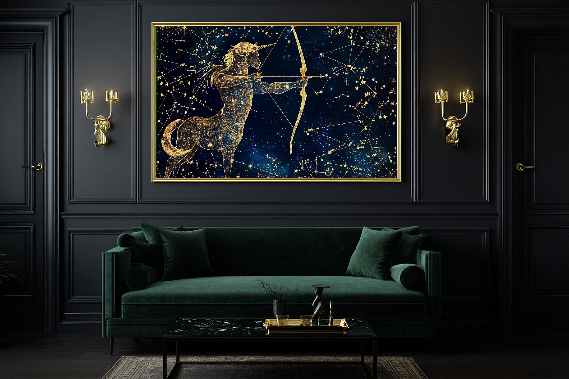 Zodiac Sagittarius Celestial Dreamy Galaxy Wall Art — Soulful Print for the Bedroom, Stretched Canvas Gift for the Stargazer in Your Life — zodiac-sagittarius-celestial-office-wall-art.jpg