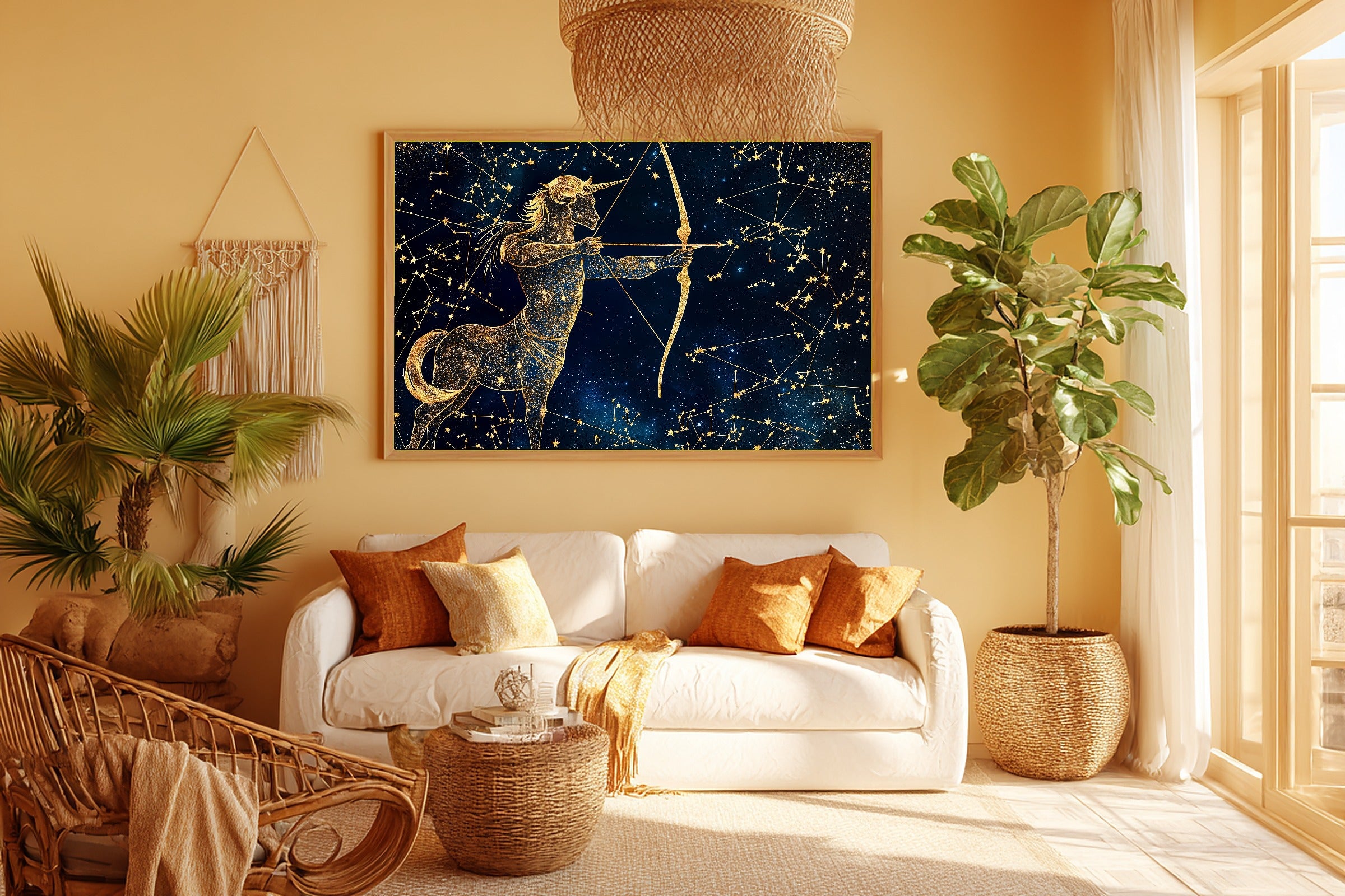 Zodiac Sagittarius Celestial Dreamy Galaxy Wall Art — Soulful Print for the Bedroom, Stretched Canvas Gift for the Stargazer in Your Life — zodiac-sagittarius-celestial-room-5-wall-art.jpg