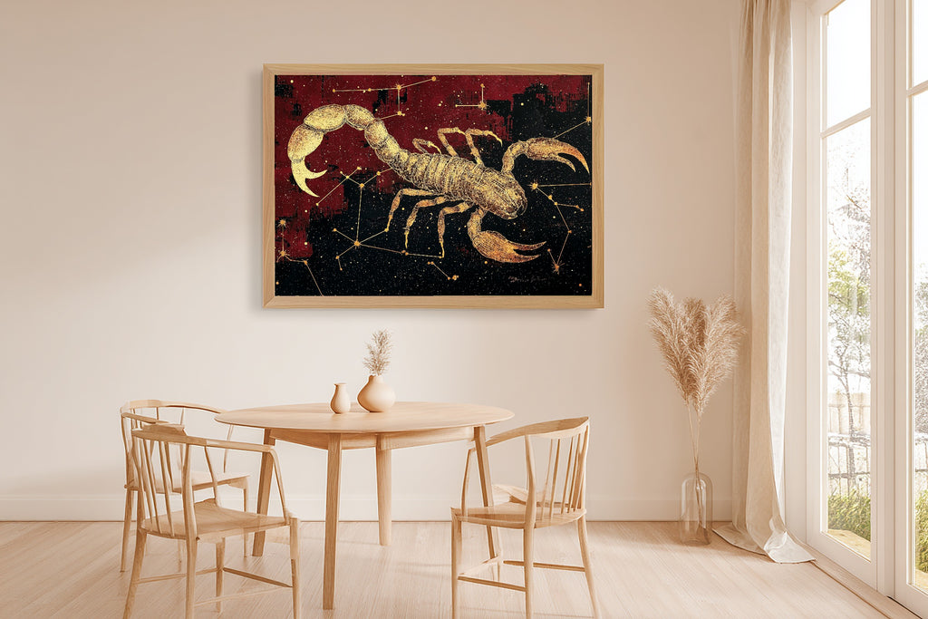 Zodiac Scorpio Celestial Dreamy Galaxy Wall Art — Heartfelt Print for the Bedroom, Stretched Canvas Gift for the Stargazer in Your Life — zodiac-scorpio-celestial-dining-room-wall-art.jpg