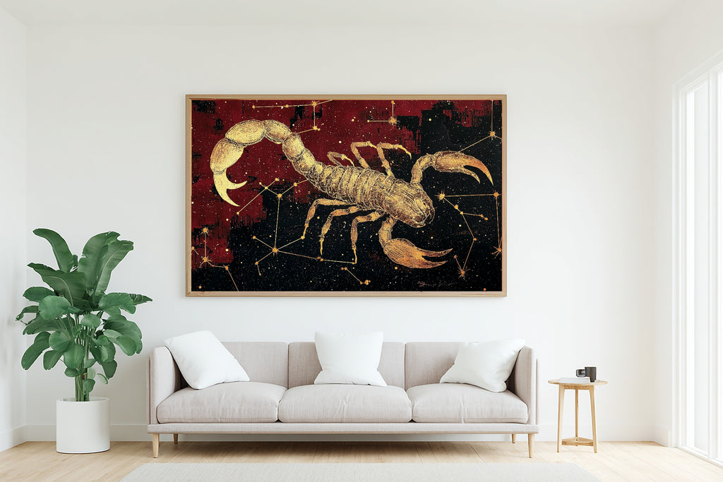 Zodiac Scorpio Celestial Dreamy Galaxy Wall Art — Heartfelt Print for the Bedroom, Stretched Canvas Gift for the Stargazer in Your Life — zodiac-scorpio-celestial-living-room-wall-art.jpg
